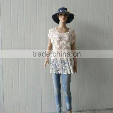 2016 Summer TOPS Hot Cotton Embroidery Lace Fabric Vest Women T-shirt Ladies Coat photo-5