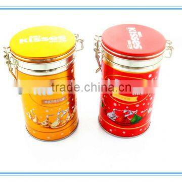 SGS approved round tea tin can with handle tea tin container