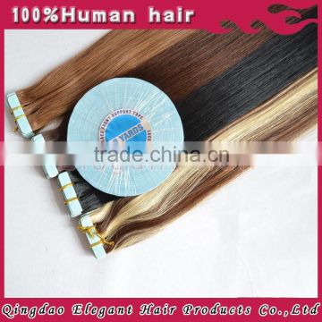 Alibaba express blue tape hair extension,100% Brazilian remy hair extension wholesale