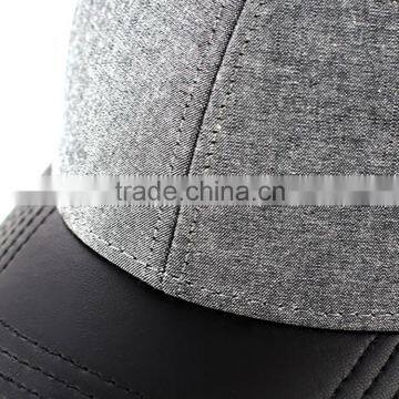Grey Trucker Hats for Men With Black Leather Curved Visor photo-5