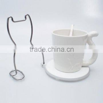 Original Design Innovative Cat Shaped Stainless Steel Cup Holder With Ceramic Pad, Stainless Steel Drink Cup Holder, Ceramic Pad photo-6