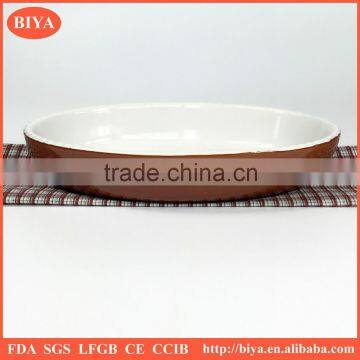 different three size ceramic oval egg shape shallow baking pan, roast ellipse plate,hotel rastaurant buffet pan double glazed