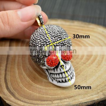 LFD-0015P ~ Druzy Skull Pave Rhinestone Crystal Charms Pendants For Necklace Jewelry Finding