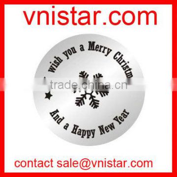 Vnistar I wish you a merry christmas and happy new year engraved 22mm stainless steel message floating charm plate AC517