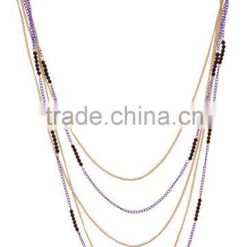 Layered Metal and Beaded Strand/Strings Necklace