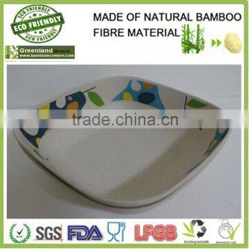 2015 trendy natural bamboo fiber deep plates with lace,bamboo fiber dinner set