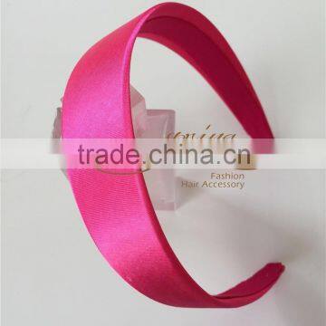 Fuschia fashion hair accessory,3.5cm satin headband factory wholesale