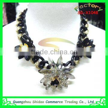 Fashion Hot Sale Crystal Black Chain Necklace Jewelry