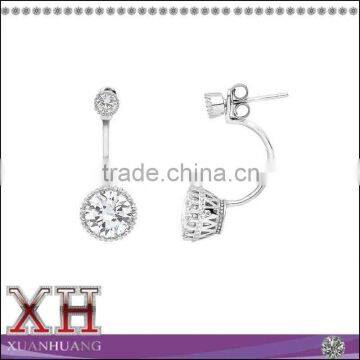 Sterling Silver Cubic Zirconia Dangling Stud Separated Earrings