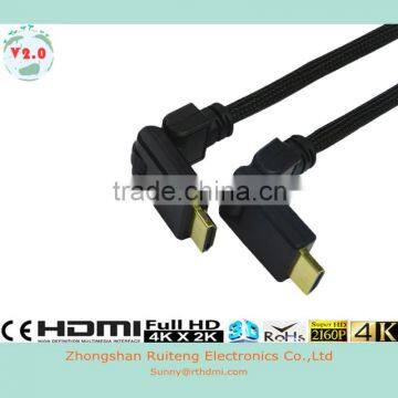 Low price 180 Degree HDMI 19pin Male to male cable with Ethernet support 3D and 4K