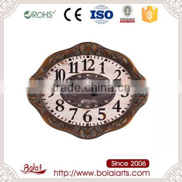 Specialized oval shape imitation wood pattern mdf nautical wall clock