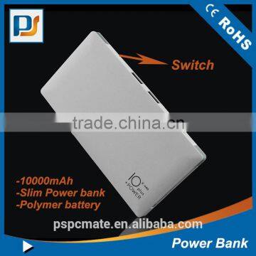 Slim Power Bank with Dual USB Port & Built-in Micro/8PIN Charge Cable Slim 10000mAh mobile charger