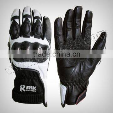 Motorbike Gloves Full grain leather, knuckle protection, TPU air ventilated protection at fingers, Rubber padding at palm