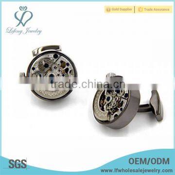 Plating gun black watch automatic winder,mechanical watch gear cufflinks