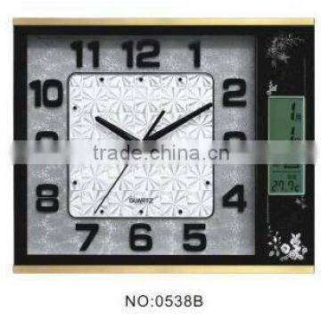 elegant analog wall clock with digital LCD calendar