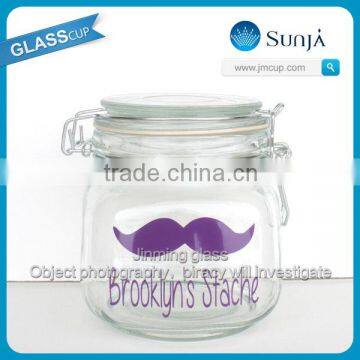 Famous printing food safe mustache glass jars for canning