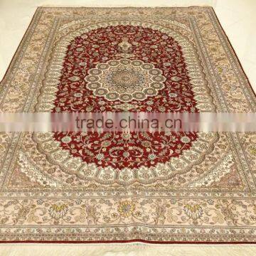 crimson turkish classic high quality handmade silk carpet hand knotted silk rug carpet