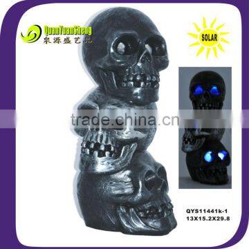 solar halloween decoration resin material skull QYS11441K-1