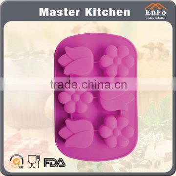 6 flowers silicone cake mould