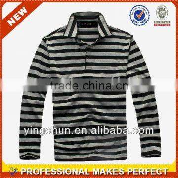 cheap long sleeve striped business t-shirt manufacturer