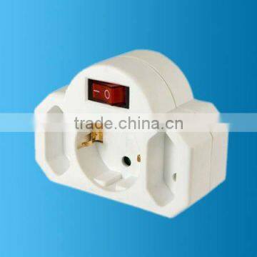 3 way with switch Euro style power plug adapter