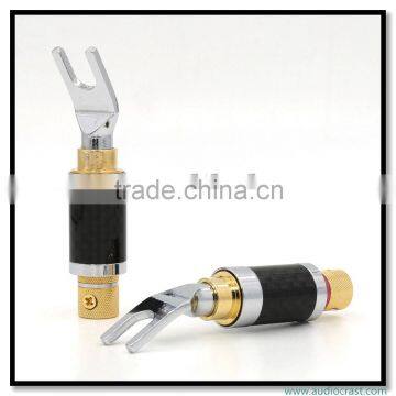 High Performance Brand new Gold plated speaker cable terminal Carbon Fiber spade plug