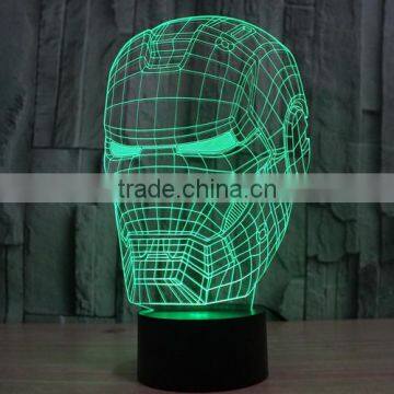 3D DECOR The Avengers Mavel Hero IRON MAN LED Night Light Lamp Bulbing Light