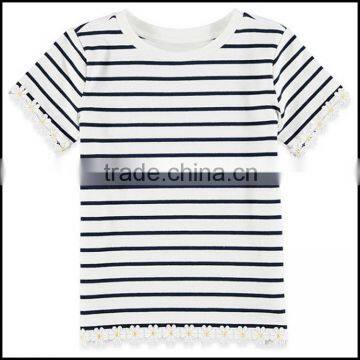 Comfortable kids short sleeve stripes t shirt with round neck made in China