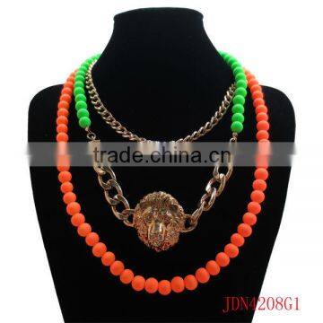 Fashion 3 Strands Matt Colored Beads Necklace