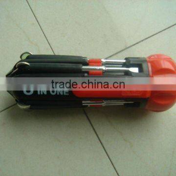 Hot Sale Mini Cheap Plastic Super Powerful Portable Flexible Emergency Multi Screwdriver Tools LED Flashlight for promotion