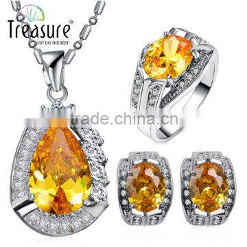 Christmas gifts jewelry set, zirconia water drop pendant jewelry set, earing and necklace jewelry set