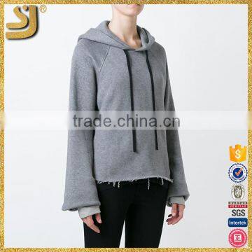 Fashion Custom Wear the Side Hem Grey Women Hoodie photo-3