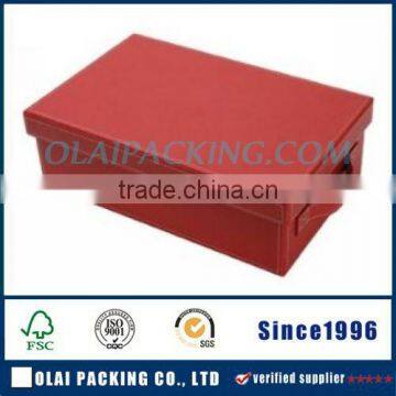 red luxury large capacity PU leather box for hamper