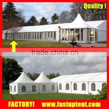 Glass Wall wedding party marquee event tent with pagoda at side