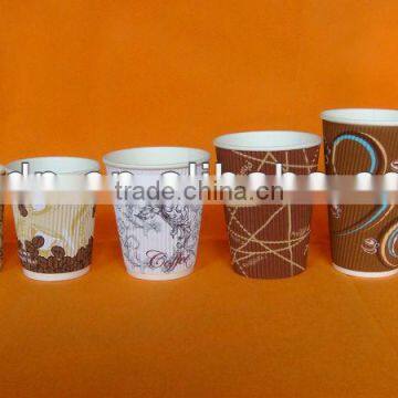 ripple wall disaposalbe paper cup coffee cup with lid and stirrer