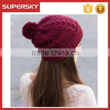 A-517 custom knitting pattern beanie winter women cable pattern beanie chunky knit pom beanie