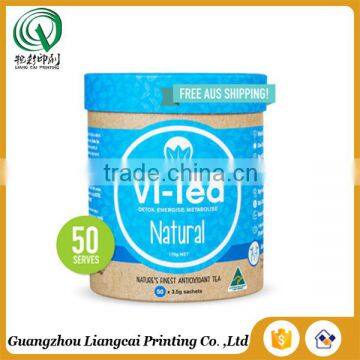 OEM Matt Lamination Printed Kraft Paper Tea Packaging Round Storage Box photo-4