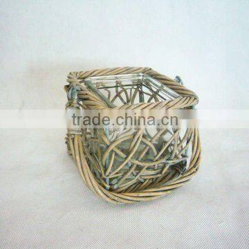 willow flower pot with glass