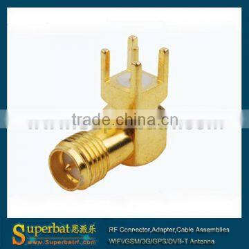 rp sma female pcb mount connector thru hole Jack Right Angle