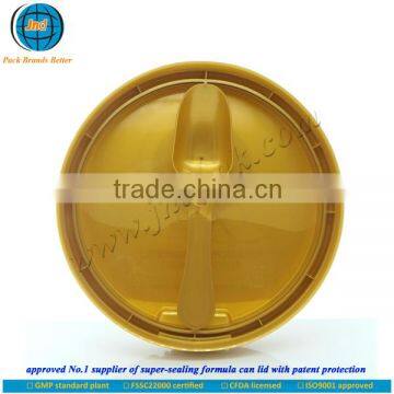 Best quality 132mm gold infant milk powder can cap with built-in spoon FSSC 22000 certified by GMP standard plant