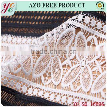 Summer New Black Hollow Out Small Grid With a Clover Lace Embroidery Fabric photo-4