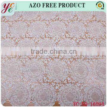 White circle with hollow out pattern chemical embroidery lace fabric for garment