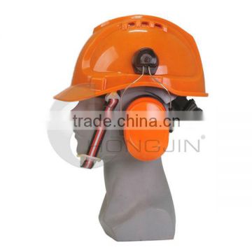 Construction Industrial HDPE Safety Helmet With Ear Defenders