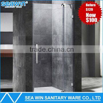 2016 Latest American Style Frameless Tempered Glass Shower Door with Hinge Seal Strip