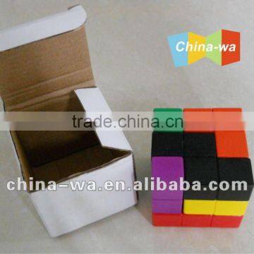 colored wooden cube jigsaw puzzle toy or blocks