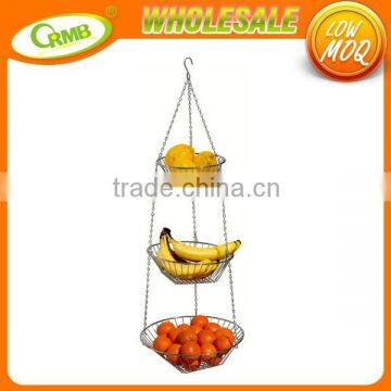 New Multifuction Home Decoration Gift 3 Tier Wire Hanging Fruit Flower Storage Basket