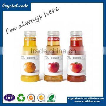 Waterproof sticker for glass self adhesive labels fruit juice bottle label