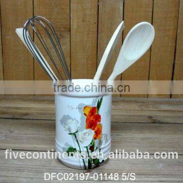 chinese ink flower decal ceramic kitchen tool holder