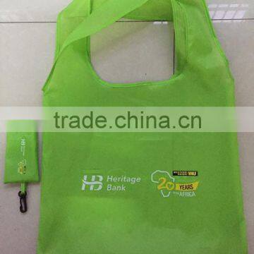Custom 210 t Ripstop Nylon These Reusable Folding Shopping Bag With Small Pouch photo-3