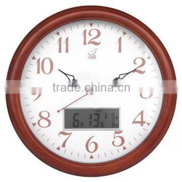 red 16 inch retro style large LCD wooden clock popular wall clock(16W05LR-L88)